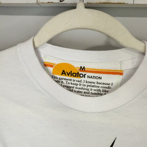 Aviator Nation White Tee with Black Lightning Bolt - Picture 3 of 5